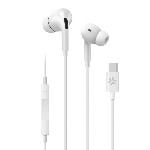 CELLY STEREO WIRED IN-EAR EARPHONES CUFFIE AURICOLARI USB-C CON MICROFONO A FILO CONTROLLO CHIAMATE E VOLUME/MUSICA BIANCO